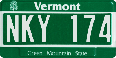 VT license plate NKY174