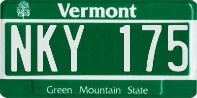 VT license plate NKY175