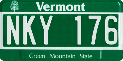VT license plate NKY176
