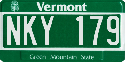 VT license plate NKY179