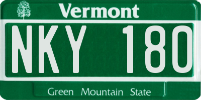 VT license plate NKY180