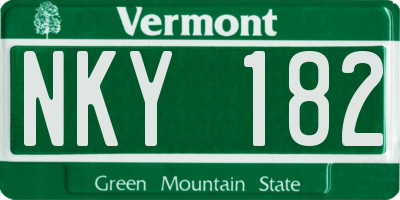 VT license plate NKY182