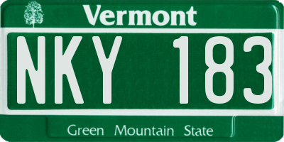VT license plate NKY183