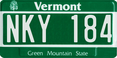 VT license plate NKY184