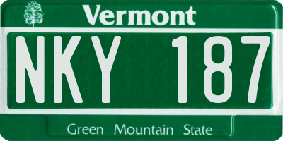 VT license plate NKY187