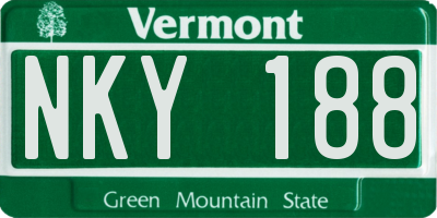 VT license plate NKY188