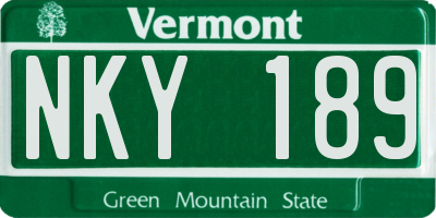 VT license plate NKY189