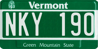 VT license plate NKY190