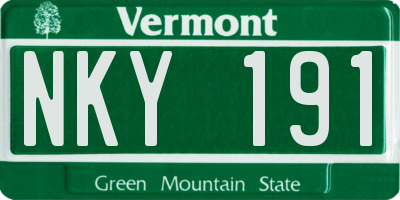 VT license plate NKY191