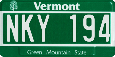 VT license plate NKY194