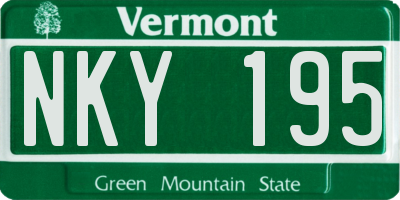 VT license plate NKY195