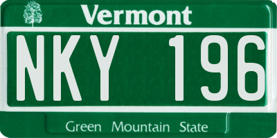 VT license plate NKY196