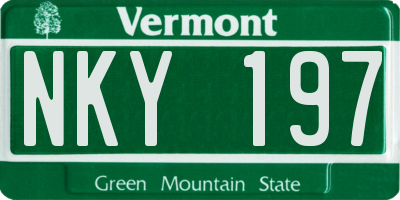 VT license plate NKY197