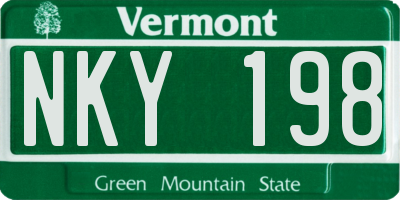VT license plate NKY198