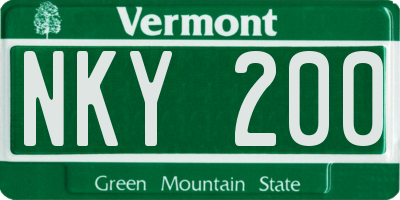 VT license plate NKY200