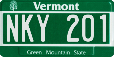 VT license plate NKY201