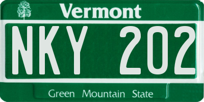 VT license plate NKY202