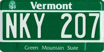 VT license plate NKY207