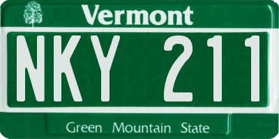 VT license plate NKY211