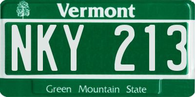 VT license plate NKY213