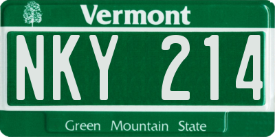 VT license plate NKY214