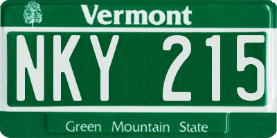 VT license plate NKY215