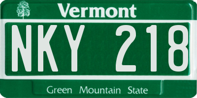 VT license plate NKY218