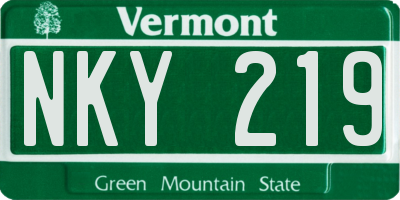 VT license plate NKY219
