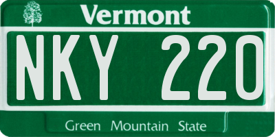 VT license plate NKY220