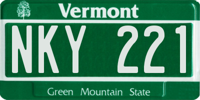 VT license plate NKY221