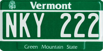 VT license plate NKY222