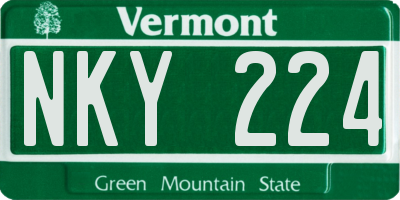 VT license plate NKY224