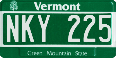 VT license plate NKY225