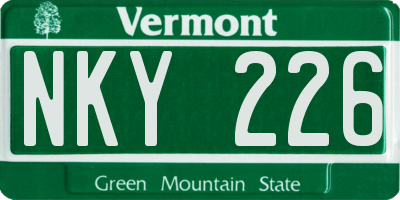 VT license plate NKY226