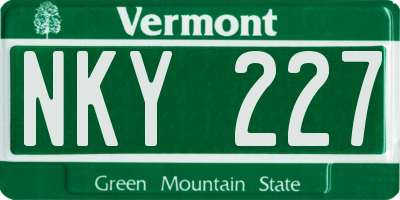 VT license plate NKY227
