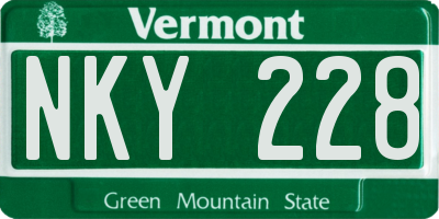 VT license plate NKY228