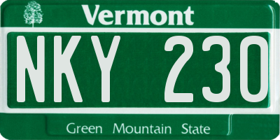 VT license plate NKY230