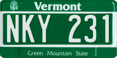 VT license plate NKY231