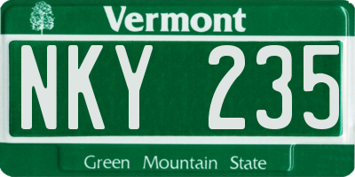 VT license plate NKY235