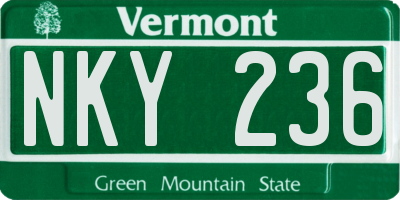 VT license plate NKY236