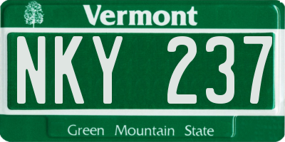 VT license plate NKY237