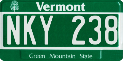 VT license plate NKY238