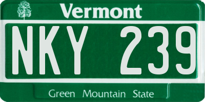 VT license plate NKY239