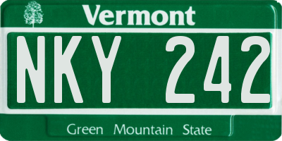 VT license plate NKY242