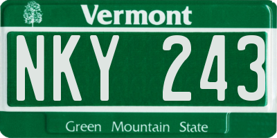 VT license plate NKY243