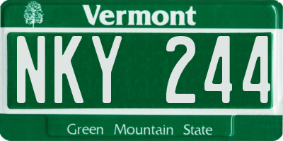 VT license plate NKY244
