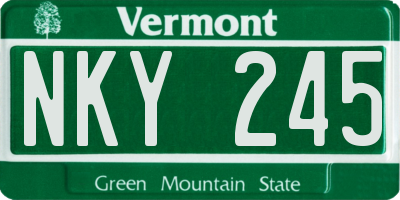 VT license plate NKY245