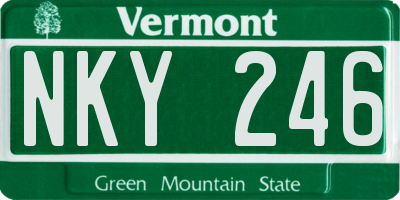VT license plate NKY246