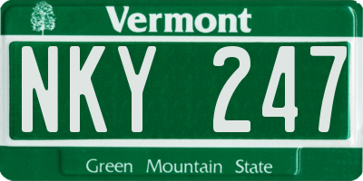 VT license plate NKY247