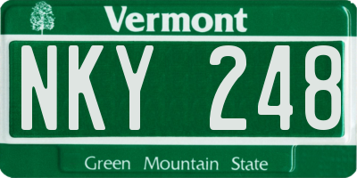 VT license plate NKY248